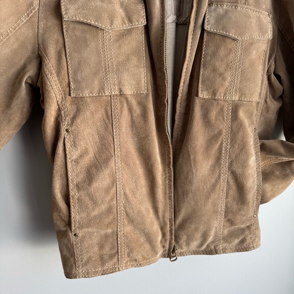 Vintage 90s Y2K Wilsons Leather Suede Jacket Womens M Tan Utility Capsule EUC - Picture 4 of 15
